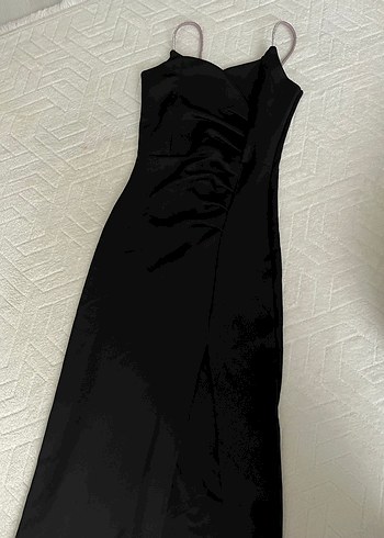 Siyah Drapeli Uzun Abiye Elbise - Görsel 6