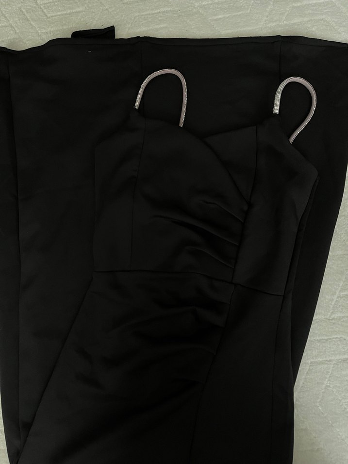 Siyah Drapeli Uzun Abiye Elbise - Görsel 2