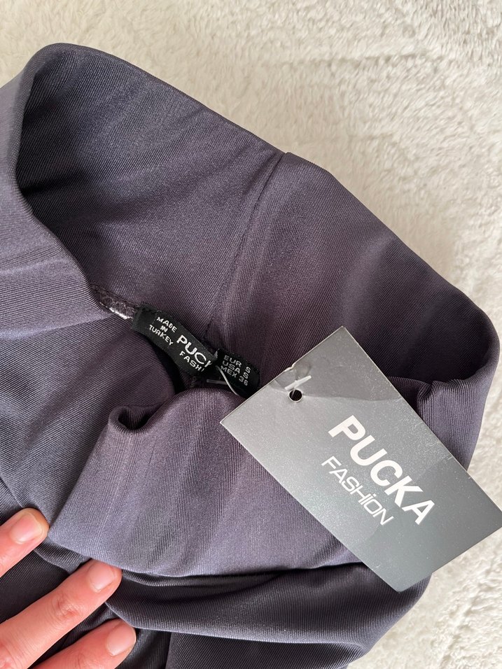 Kadın Gri Düz Kesim Kumaş Pantolon - Görsel 2