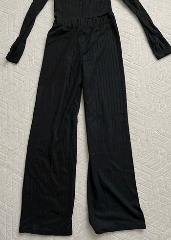 Kadın Siyah Uzun Kollu Pilili alt üst takım - Görsel 2