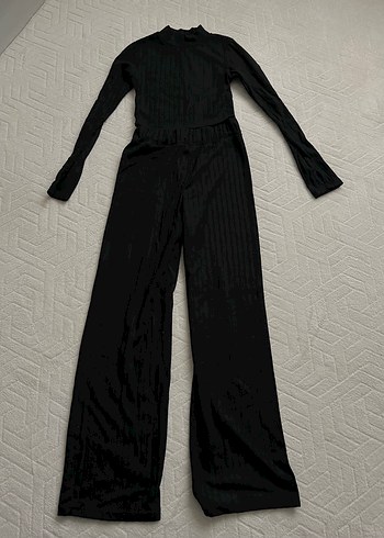 Kadın Siyah Uzun Kollu Pilili alt üst takım - Görsel 6