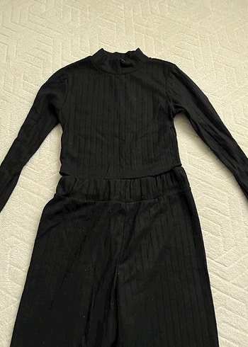 Kadın Siyah Uzun Kollu Pilili alt üst takım - Görsel 7