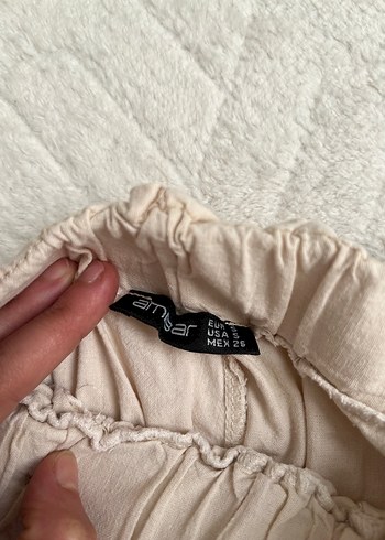 Bej Keten Beli Kemerli Rahat Pantolon - Görsel 3