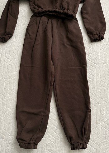 Kapüşonlu Kemerli Kahverengi Kadın Tulum - Görsel 3