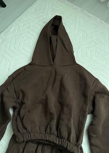 Kapüşonlu Kemerli Kahverengi Kadın Tulum - Görsel 5