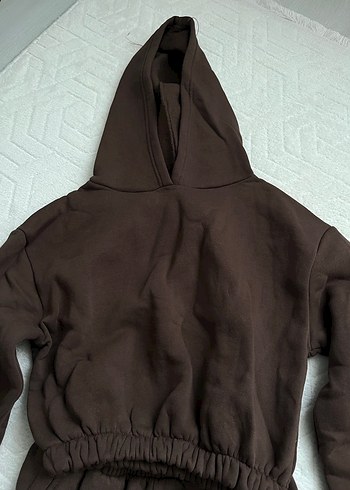 Kapüşonlu Kemerli Kahverengi Kadın Tulum - Görsel 8