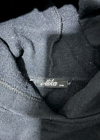 Beyaz Baskılı Siyah Kapüşonlu Sweatshirt - Görsel 5