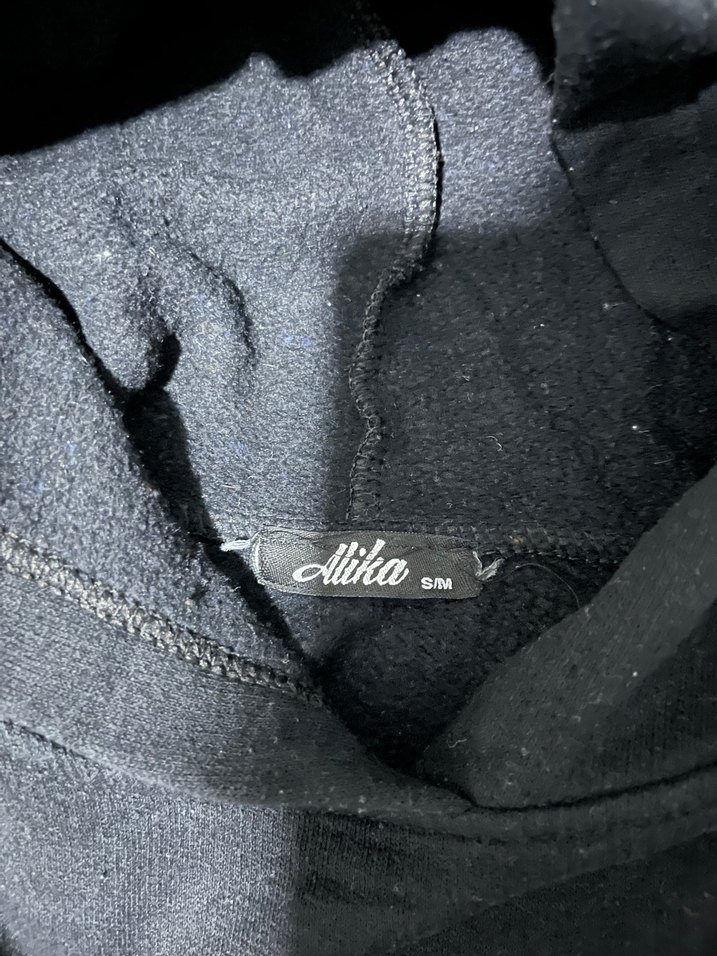 Beyaz Baskılı Siyah Kapüşonlu Sweatshirt - Görsel 5