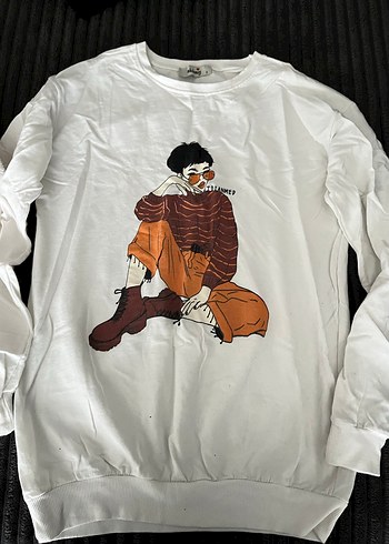 Baskılı Beyaz Kadın Sweatshirt - Görsel 5