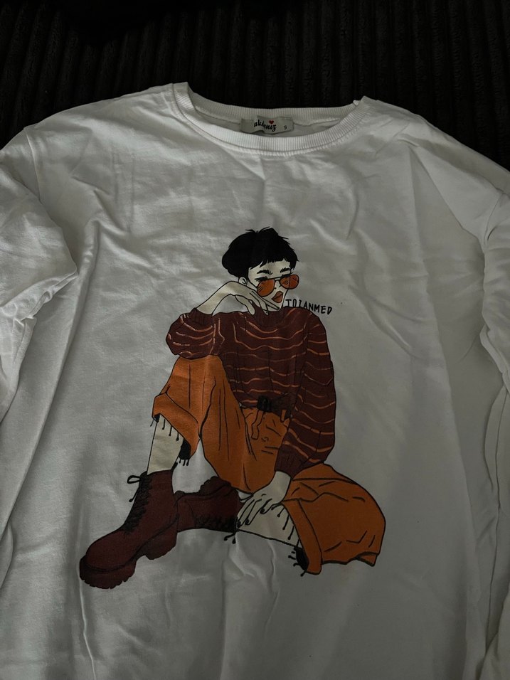 Baskılı Beyaz Kadın Sweatshirt - Görsel 3