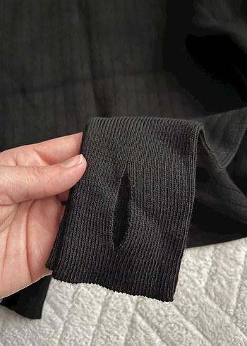 Siyah Uzun Kollu Drapeli Kadın Takım - Görsel 3