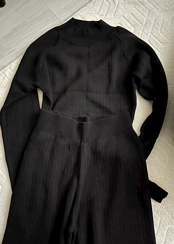 Siyah Uzun Kollu Drapeli Kadın Takım - Görsel 5