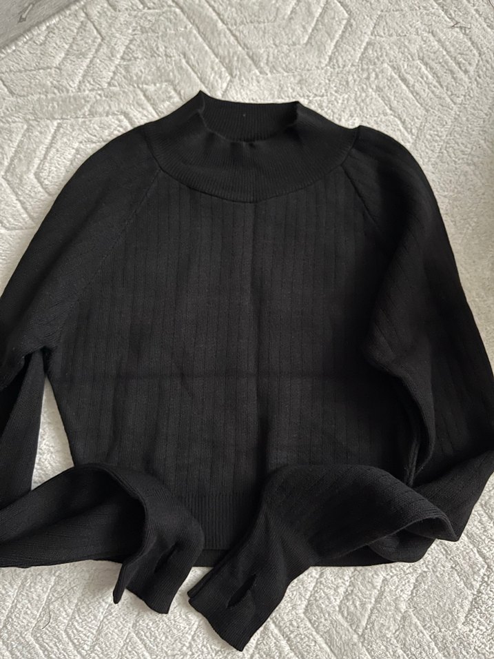 Siyah Uzun Kollu Drapeli Kadın Takım - Görsel 2