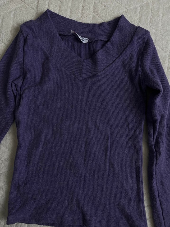 Mor V Yaka Kadın Basic Triko - Görsel 2