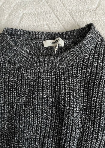 Çizgili Gri Kadın Yün Kazak - Görsel 4