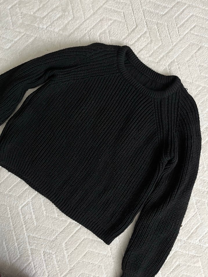 Siyah Örgü Kadın Kazak - Görsel 3