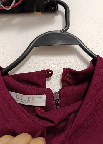 44 Beden bordo Renk Bordo Piliseli Uzun Kollu Elbise