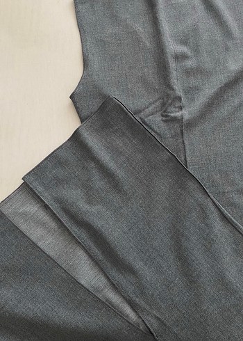 Gri Uzun Yüksek Yakalı Kolsuz Elbise - Görsel 6