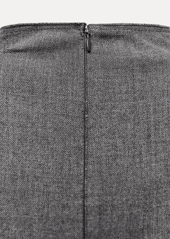 Gri Uzun Yüksek Yakalı Kolsuz Elbise - Görsel 11