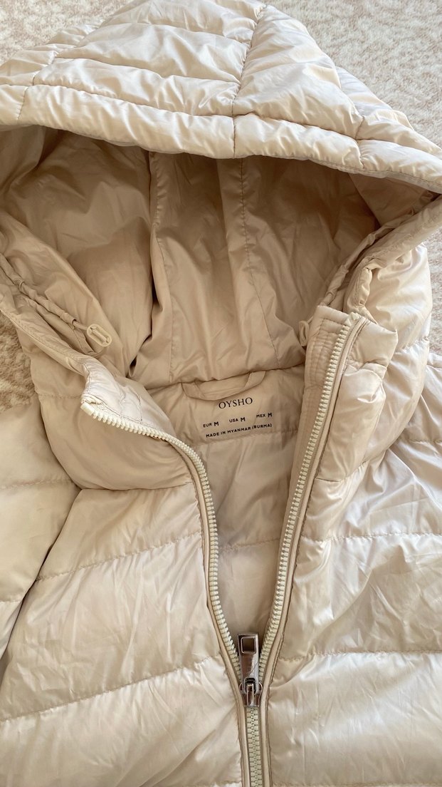 Kadın Bej Kapüşonlu Şişme Mont - Görsel 2