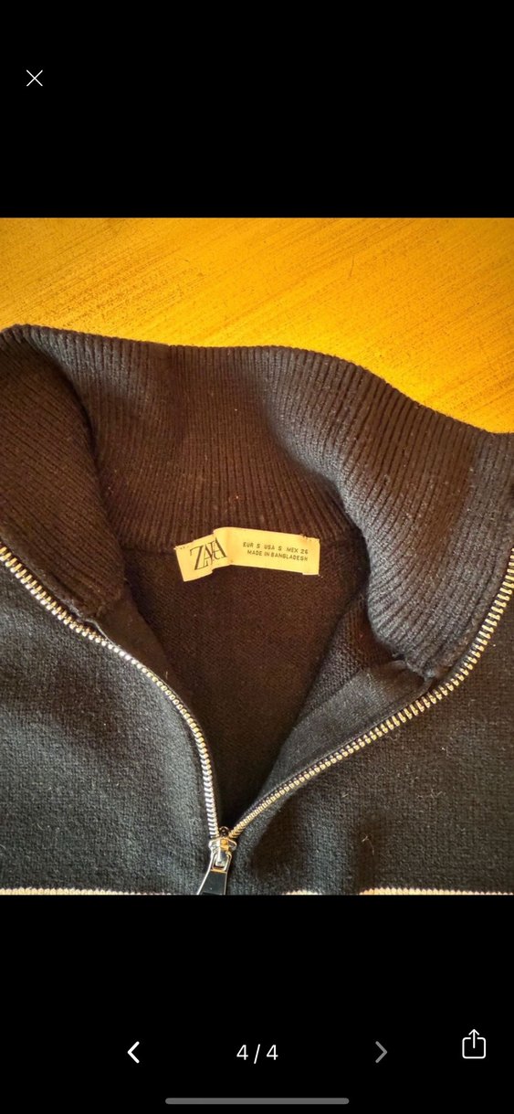 Yarım Fermuarlı Çizgili Triko Kadın Kazak - Görsel 2