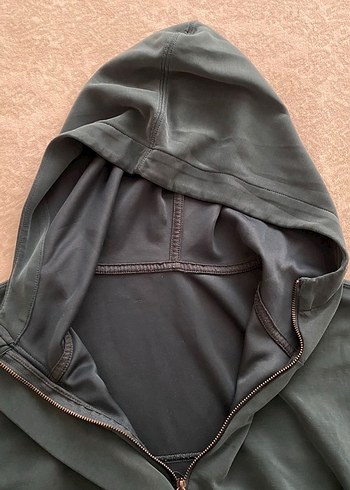 Fermuarlı Kapüşonlu Gri Sweatshirt - Görsel 3