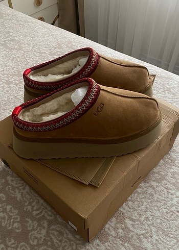 UGG Kadın Taba Süet Wedge Topuklu Ev Terliği - Görsel 3