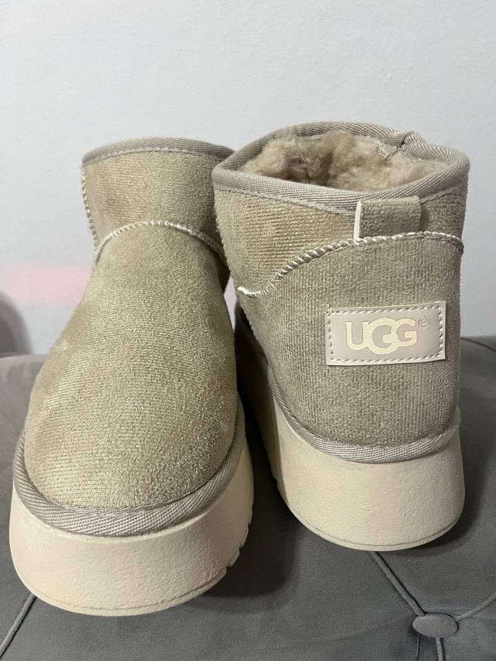 Bej Süet Kürklü Dolgu Topuk Kadın Bot - Görsel 2