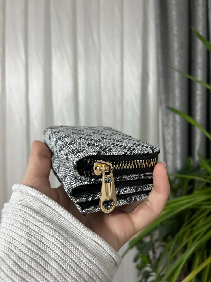 Gri Yılan Desenli Fermuarlı Kadın Cüzdanı - Görsel 2