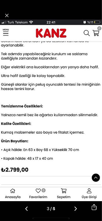 Diğer Beden gri Renk Kanz Sallanan Ana Kucağı