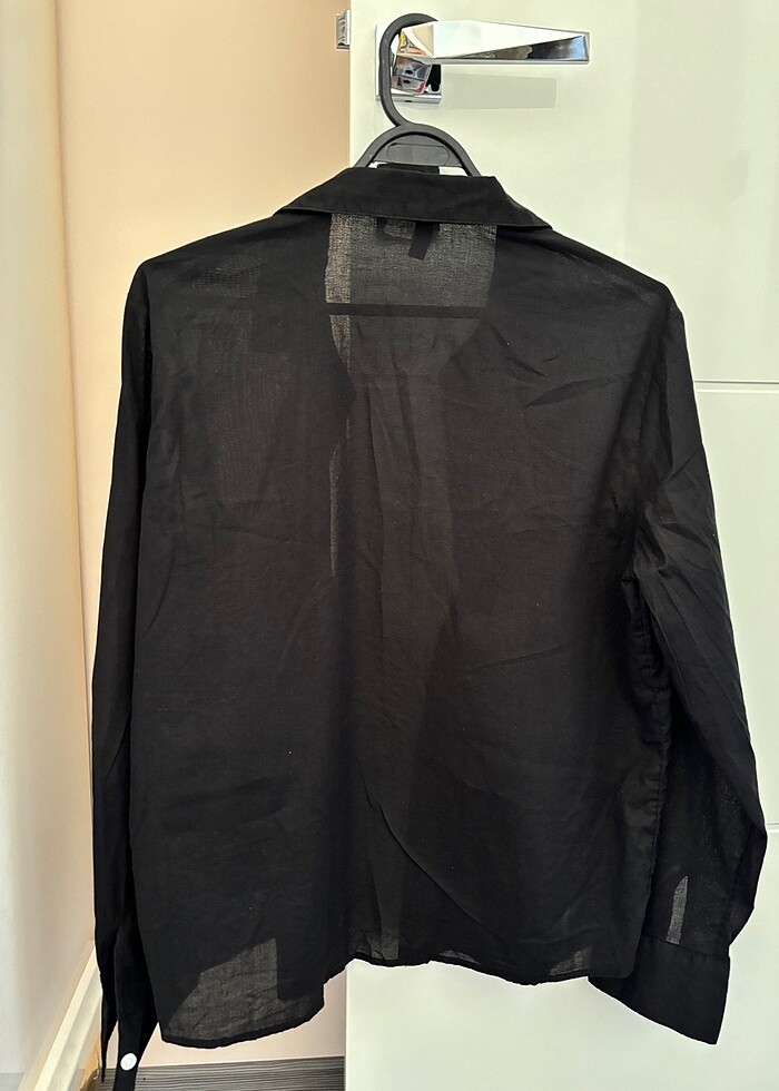 Siyah ince gömlek - Görsel 2