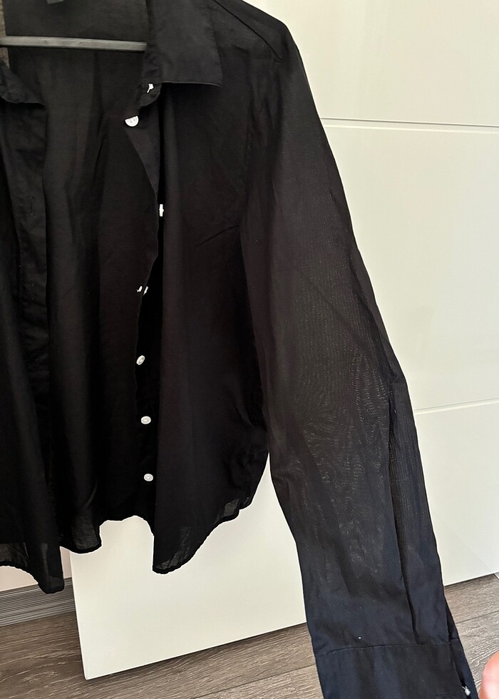Siyah ince gömlek - Görsel 3