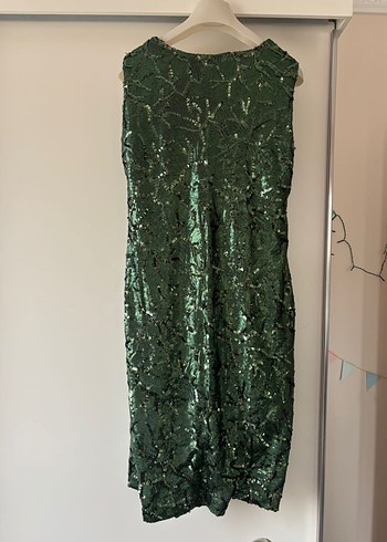 Yeşil payetli midi abiye elbise - Görsel 2
