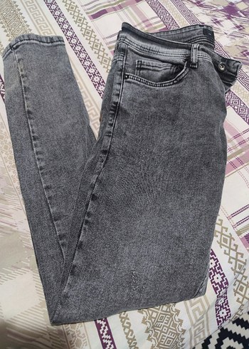 Gri Batik Desenli Bol Kesim Erkek Kot Pantolon - Görsel 2