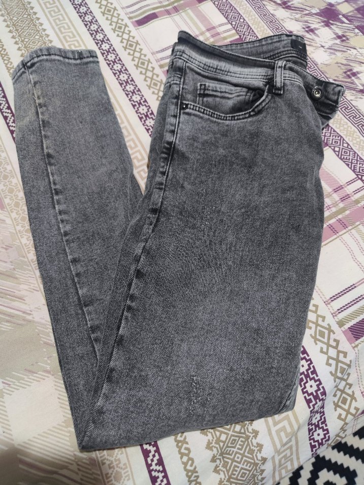 Gri Batik Desenli Bol Kesim Erkek Kot Pantolon - Görsel 2