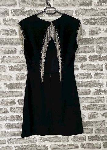 Zincir Detaylı Siyah Gotik kısa Abiye Elbise