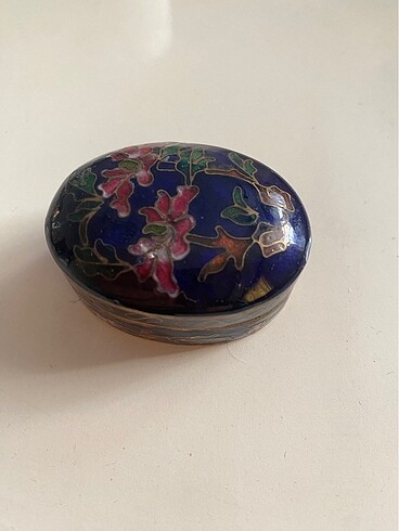 Vintage Cloisonne enamel and bronze oval - Görsel 2