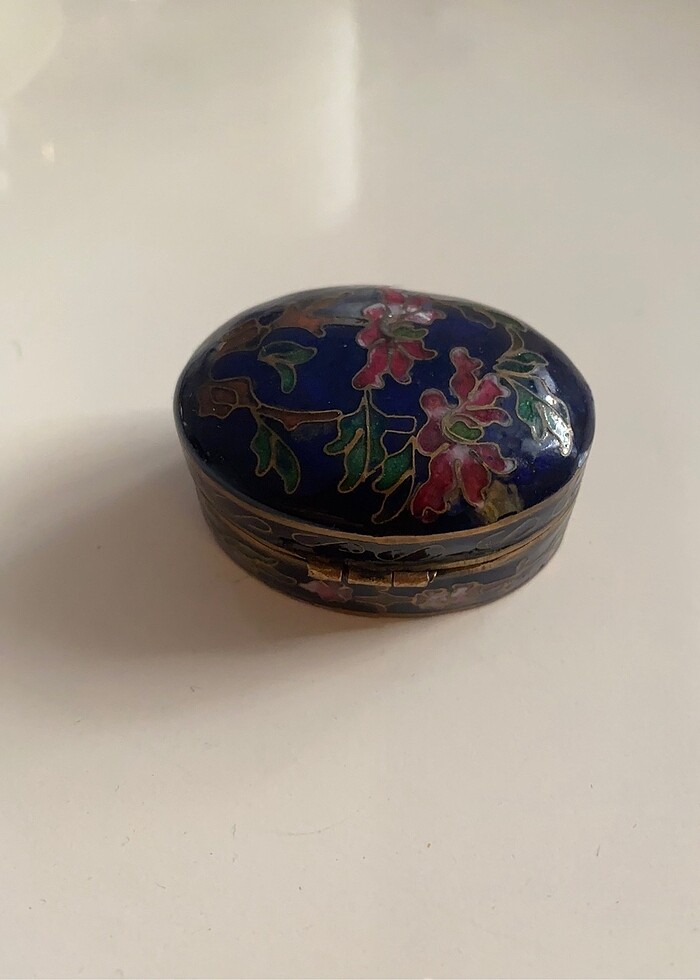 Vintage Cloisonne enamel and bronze oval - Görsel 3