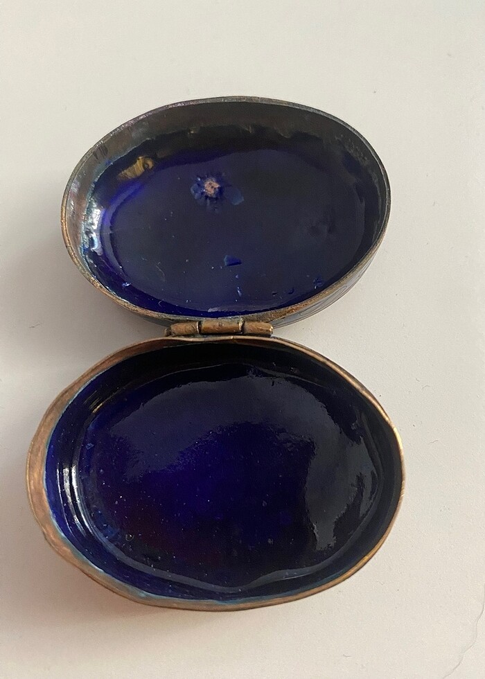 Vintage Cloisonne enamel and bronze oval - Görsel 5