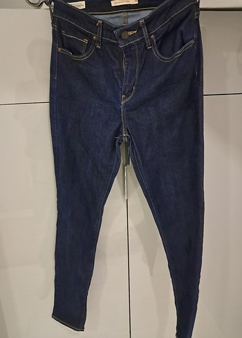 Kadın Lacivert Kemerli Denim Pantolon