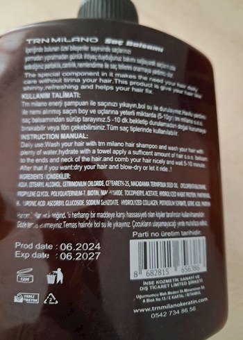 Beden TRN Milano S.O.S Saç Kremi 500 ml 2 adet fiyatı