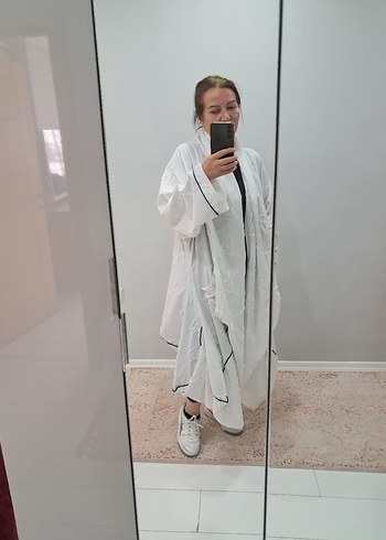 universal Beden Uzun Kesim Bol Beyaz kimono abaya