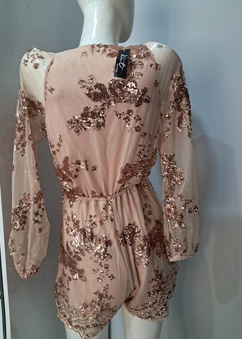 Dantel Detaylı V Yakalı Mini Bohem şort tulum - Görsel 4