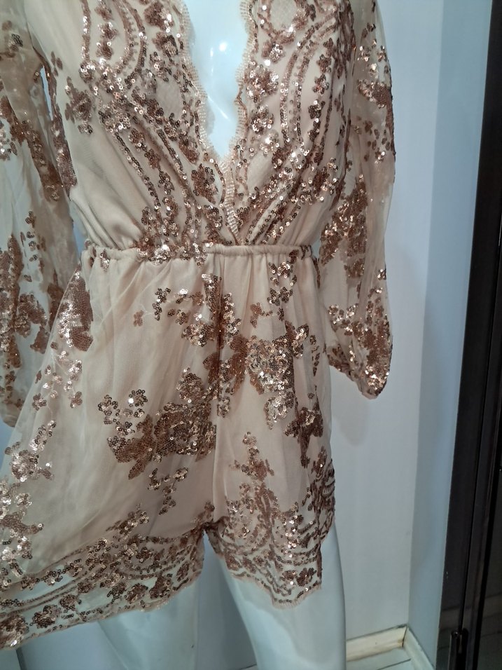 Dantel Detaylı V Yakalı Mini Bohem şort tulum - Görsel 2