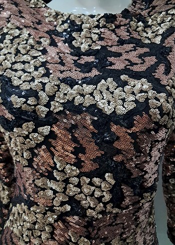 Kahverengi payet Detaylı Mini Abiye şort - Görsel 6