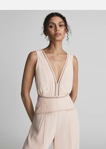 REISS Kadın Pudra Maeve Bol Paça Tulum UK 12 - Görsel 5