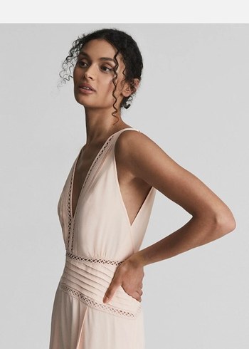 REISS Kadın Pudra Maeve Bol Paça Tulum UK 12 - Görsel 3