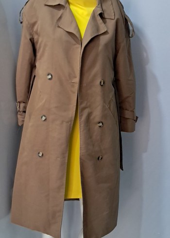 Kadın Bej Kemerli Uzun Trençkot - Görsel 2