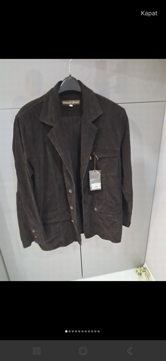 Düğmeli Kahverengi Süet Erkek Ceket - Görsel 3