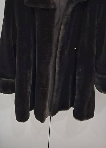 kahverengi peluş Kürk Detaylı Midi Kadın Mont - Görsel 2